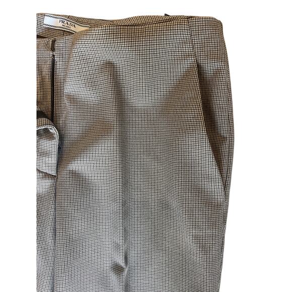 PRADA Cropped Trousers | Houndstooth Stretch Blend - Picture 5 of 12